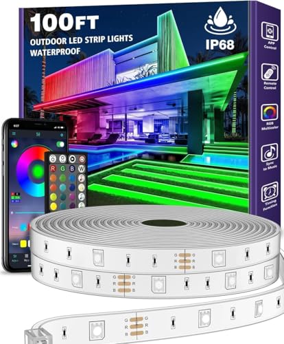 AILBTON 30M Outdoor LED Streifenleuchte wasserdicht,IP68 Außen LED Lichtband wasserfest mit App-Fernsteuerung,Musik Synchronisation RGB Outside Lichterkette für Balkon,Terrasse,Dach,Garten,Pool von AILBTON