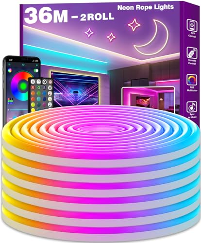 AILBTON 36m Neon Led Strip,Flexible Neon LED Streifen,Control with App/Remote,Multiple Modes,Music Sync Gaming RGB Led Strip Lights von AILBTON