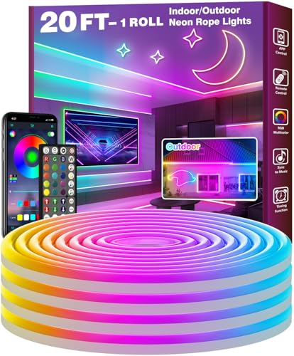 AILBTON 6m Neon Led Strip,Flexible Neon LED Streifen,Control with App/Remote,Multiple Modes,Music Sync Gaming RGB Led Strip Lights von AILBTON
