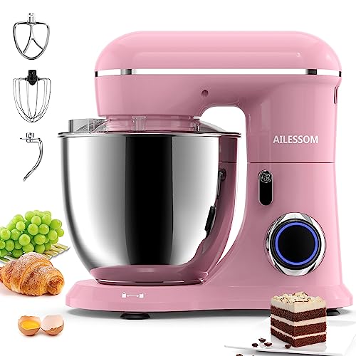 AILESSOM Profi 3-IN-1 Küchenmaschine, Knetmaschine mit 6.5QT Schüssel, Geräuscharme Rührmaschine, 3 Rühraufsätze und Spritzschutz,11 Geschwindigkeit(660W) von AILESSOM