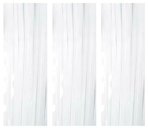 AILEXI 3 Pack Metall Lametta Vorhänge Folie Fransen Schimmer Vorhang Tür Fenster Dekoration für Geburtstag Hochzeit Partei liefert Luftschlangen 92 * 245cm - Weiß von AILEXI