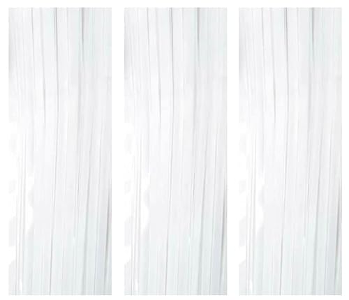 AILEXI 3 Stück Folienfransen Schimmernde Vorhänge Tür Fenster Dekoration Luftschlangen für Partyzubehör 91 x 200 cm – Macaron Weiß von AILEXI