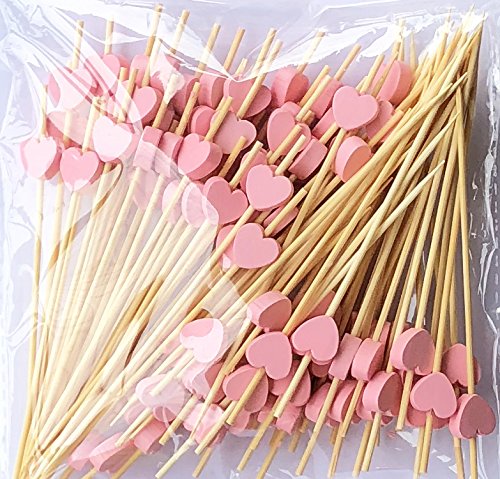 AILEXI Cocktail-Sticks 100 zählt Holz zahnstocher Partei liefert Krause Finger Essen früchte Sandwich knabber - rosa Herzen von AILEXI