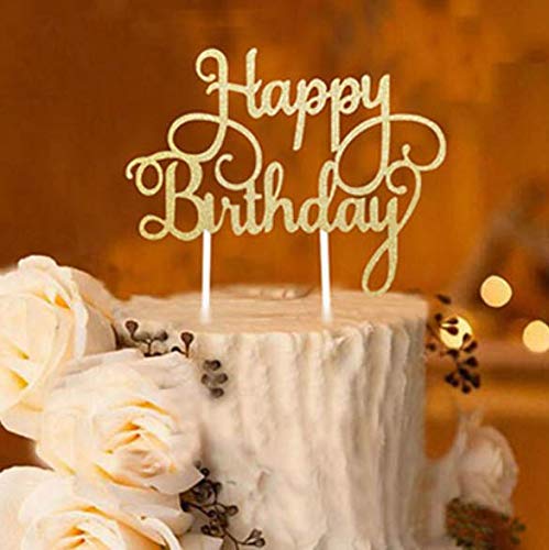 AILEXI Handgemachte 1 GRAF Alles Gute zum Geburtstag Glitter Kuchen Dekorieren Topper - Happy Birthday Gold von AILEXI
