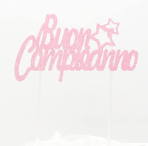 AILEXI Happy Birthday 1 Count Glitter Kuchen Decorating Toppers in Italian - Buon Compleanno Glitter Pink II von AILEXI