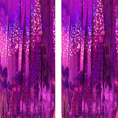 RosenRot Backdrop Streamers AILEXI 2 Pack 1M*2M Metallic Tinsel Folie Fringe Vorhänge für Photobooth Party Dekor von AILEXI