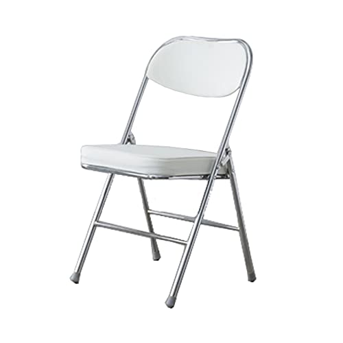 AILILI Klappstuhl Metall Set Deluxe Gepolsterter Aus Stahlsoft-Skin Kunstleder 150 Kg Tragkraft, Schwarz Besucherstuhl Faltstuhl (Color : White) von AILILI