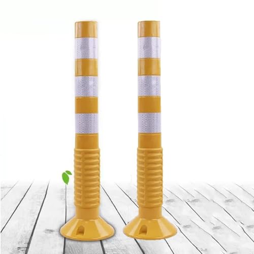 Parkpoller For Die Einfahrt,Leitpfosten Aus Reflektierendem Klebeband Aus Kunststoff Mit Expansionsbolzen Zur Verkehrskontrolle,Schützen Sie Ihren Parkplatz(Yellow and White,2 Pack) von AILIMENG