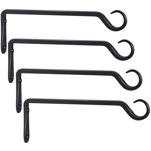 4 Stück Premium geschmiedete Wandhaken, stabile hängende Pflanzenhalterung, eleganter Haken für Vogelfutterspender, Pflanzgefäße, Laternen, Windspiele drinnen und draußen, Upgrade schwarz, 30,5 cm 4 Stück Premium geschmiedete Wandhaken, stabile hängende Pflanzenhalterung, eleganter Haken für Vogelfutterspender, Pflanzgefäße, Laternen, Windspiele drinnen und draußen, Upgrade schwarz, 30,5 cm von AILIN YELOKIE