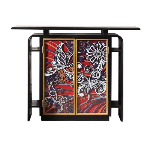AILIUXIAOYAN Eingangstisch Vintage Eingangsschrank mit 2 Türen, Aufbewahrungsbuffet for Küche & Wohnzimmer(Black) von AILIUXIAOYAN