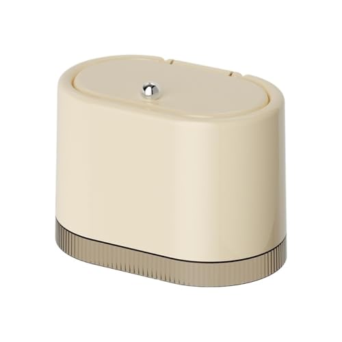 AILIUXIAOYAN Kleiner Mülleimer, Desktop-Mülleimer Kleine Kommode Wohnzimmer Mit Deckel Unordnung Bin Tischmülleimer(Beige) von AILIUXIAOYAN