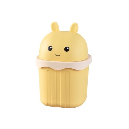 AILIUXIAOYAN Kleiner Mülleimer, Kleiner Schreibtisch-Mülleimer mit Deckel for Büro und Couchtisch Tischmülleimer(Yellow) von AILIUXIAOYAN