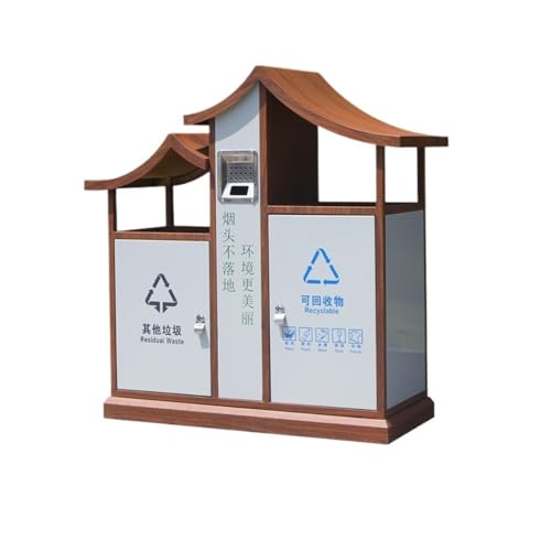 AILIUXIAOYAN Mülleimer für draußen Abfallbehälter mit zwei Fächern for den Außenbereich for Recycling im Garten und Hof(Gray) von AILIUXIAOYAN