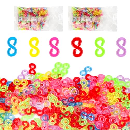 1000 Stück S Clips, Bunte Loom bänder Verschlüsse, Loom Bänder Zubehör, Loop Bänder Set Kinder Erwachsene, loom bänder clips, DIY Rubber Band Schmuck Zubehör für Den Anschluss Von Band Armbänder von AILUYA