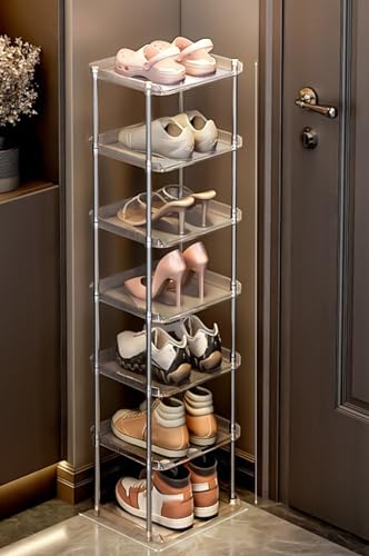 AILZCFX Mehrschichtiges Schuhregal, hohes vertikales Schuhregal für den Eingangsbereich, Schuhschrank-Aufbewahrungsständer für kleine Räume, mehrschichtig für schmale Schränke, Flur, Schlafzimmer, W von AILZCFX