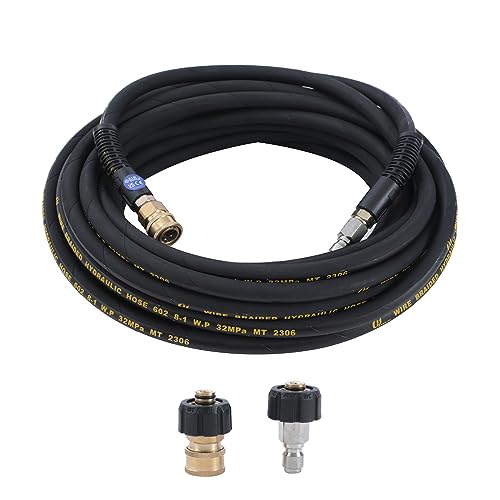 AIM Tools 15M Hochdruckreiniger-Schlauch 4000 PSI Hochfester Draht geflochtener Strahlwasch-Verlängerungsschlauch mit 2 x M22 14 mm auf 3/8" Schnellverbindungs-Kits von AIM Tools