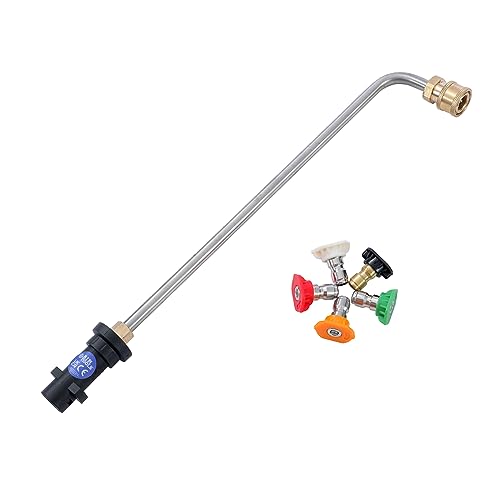 AIM Tools Hochdruckreiniger Dachrinnenreiniger Aufsatz Kompatibel mit Karcher K2 K3 K4 K5 K6 K7, 90 Grad abgewinkelter Verlängerungsstab mit 5 Düsenspitzen für Dachrinnenreinigung Autowascher von AIM Tools