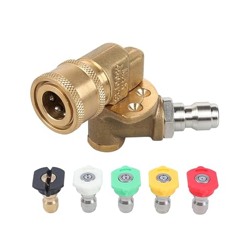 AIM Tools Hochdruckreiniger Schwenkkupplung mit 5 Sprühdüsen Spitzen, 90 Grad Drehung, 4500 PSI 1/4" Schnelltrennung, Dachrinnenreiniger Aufsatz 171351 von AIM Tools