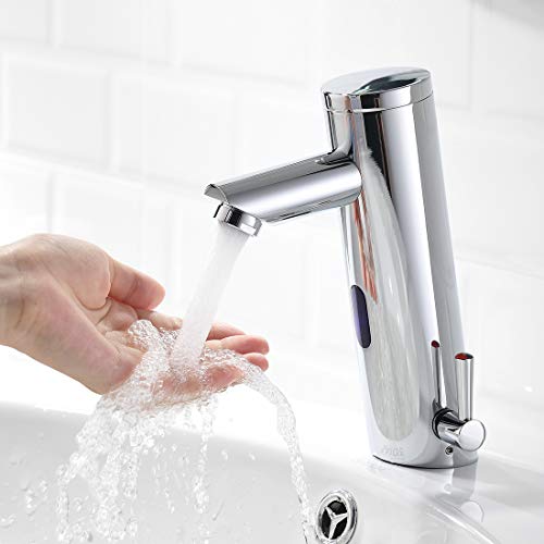 AIMADI Infrarot Sensor Wasserhahn Automatisch Mischbatterie Induktion Badarmatur Waschtisharmatur Batteriebetrieb Chrom von AIMADI