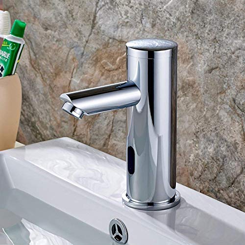 Aimadi Infrarot Sensor Wasserhahn Automatisch Induktion Badarmatur Wassersparen Waschtisharmatur Handwaschbecken Batteriebetrieb Chrom kaltwasser von AIMADI