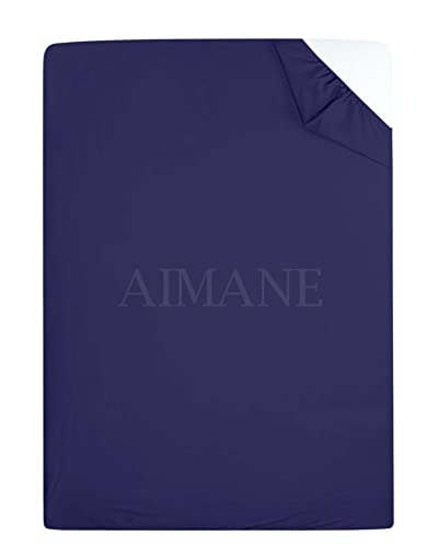 Pflegeleichtes Polycotton-Etagenbett-Spannbetttuch, 76 x 190 cm, perfekt für Etagenbetten, Wohnmobile, Gästebetten, Wohnwagen, kleines Einzelbett, Marineblau von AIMANE