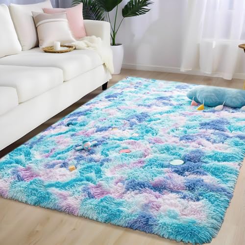 AIMECO Schlafzimmer Teppich 60 * 100cm Flauschiger Teppich Wohnzimmer Leichte Bounce Bodenmatte Mädchen Schlafzimmer Innen Antibakteriell Fleckenbeständig Tie-dye grünlich-violett AIMECO Schlafzimmer Teppich 60 * 100cm Flauschiger Teppich Wohnzimmer Leichte Bounce Bodenmatte Mädchen Schlafzimmer Innen Antibakteriell Fleckenbeständig Tie-dye grünlich-violett von AIMECO