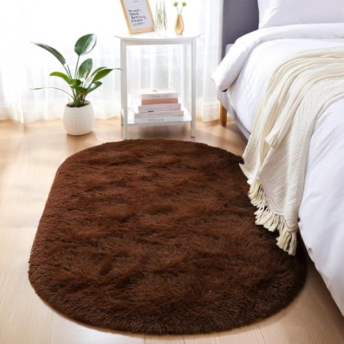AIMECO Skandinavischer Teppich lang oval Waschbarer Teppich Memory Foam Wohnzimmerteppich Schlafzimmerteppich Kinderteppich 100x160 cm,Kaffee von AIMECO