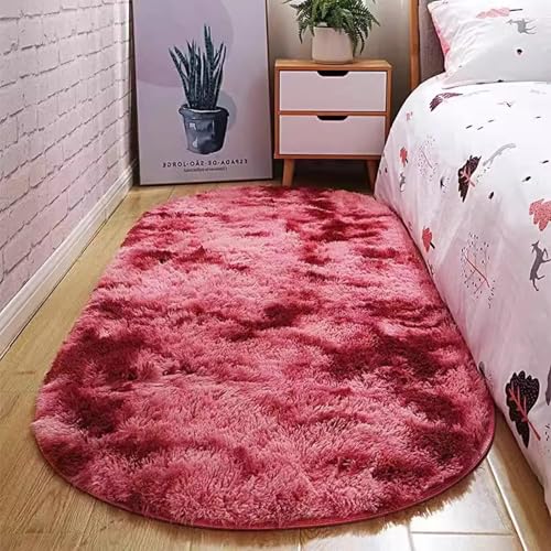 AIMECO Skandinavischer Teppich lang oval Waschbarer Teppich Memory Foam Wohnzimmerteppich Schlafzimmerteppich Kinderteppich 100x160 cm,Tie-Dyed dunkelviolett von AIMECO