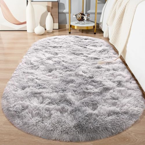 AIMECO Skandinavischer Teppich lang oval Waschbarer Teppich Memory Foam Wohnzimmerteppich Schlafzimmerteppich Kinderteppich 100x200 cm,Tie-dye hellgrau AIMECO Skandinavischer Teppich lang oval Waschbarer Teppich Memory Foam Wohnzimmerteppich Schlafzimmerteppich Kinderteppich 100x200 cm,Tie-dye hellgrau von AIMECO
