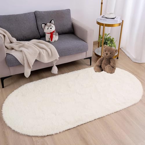 AIMECO Skandinavischer Teppich lang oval Waschbarer Teppich Memory Foam Wohnzimmerteppich Schlafzimmerteppich Kinderteppich 120x200 cm,Beige von AIMECO