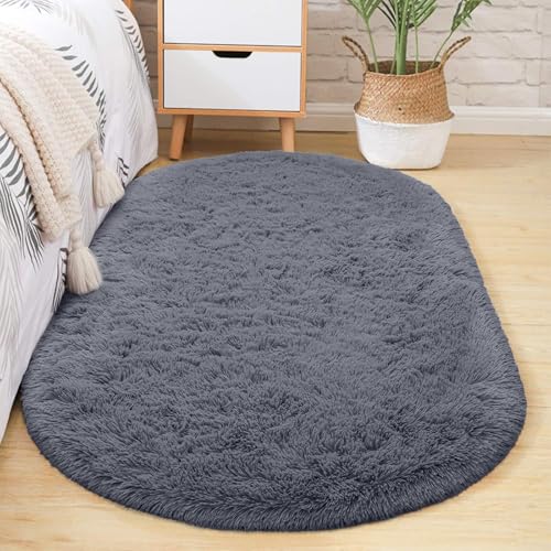 AIMECO Skandinavischer Teppich lang oval Waschbarer Teppich Memory Foam Wohnzimmerteppich Schlafzimmerteppich Kinderteppich 120x200 cm,Grau von AIMECO