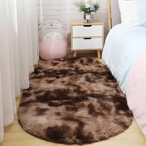 AIMECO Skandinavischer Teppich lang oval Waschbarer Teppich Memory Foam Wohnzimmerteppich Schlafzimmerteppich Kinderteppich 120x200 cm,Tie-Dyed Dunkelbraun von AIMECO