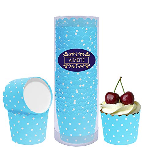 AIMEITE Cupcake Förmchen Backförmchen Papier Liners Cupcake Muffin Form Cupcake Wrappers Muffin Becher Papier Backformen Cupcake 24 Stück- Set (Hellblau) von AIMEITE