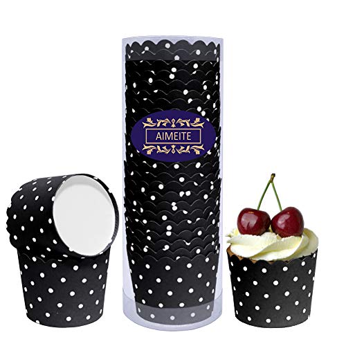 AIMEITE Cupcake Förmchen Backförmchen Papier Liners Cupcake Muffin Form Cupcake Wrappers Muffin Becher Papier Backformen Cupcake 24 Stück- Set (Schwarz) von AIMEITE