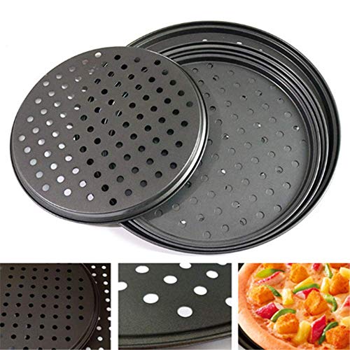 AIMEITE Pizzablech Antihaft-Pizza-Backblech Rund mit Löchern Karbonstahl Pizzablech Gelocht Rund Pizzatablett Mehrere Größen (24cm) von AIMEITE