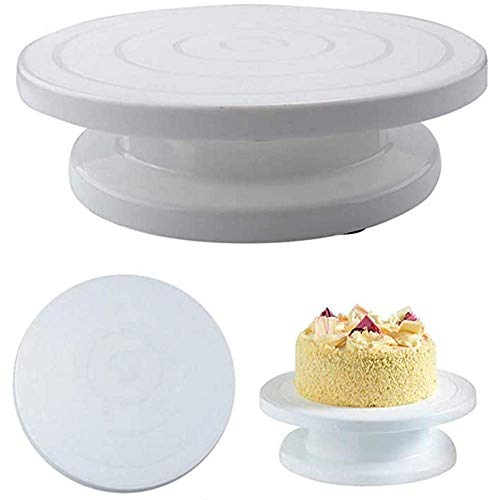 AIMEITE Tortenplatte Drehbar Tortenständer Kuchenplatte Drehbar 28cm Tortenständer Drehbar Tortenplatte Plastik Decorating Cake Stand (Weiß) von AIMEITE