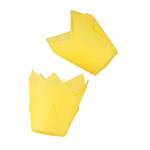 AIMEITE Tulpenförmchen Papier Muffinförmchen Cupcake Formen Muffin Förmchen Papier Backförmchen Cupcake Wrappers 50 Stücke (Gelb) von AIMEITE