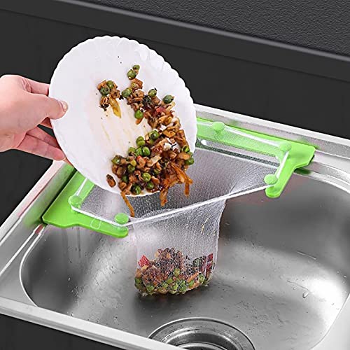 Triangle Tri-Holder Filter Sink Sieb Bag Sink Net Biologisch abbaubares PLA Material - Umweltfreundliche Mesh Bag für Spülbecken Abfluss Dreieck Mesh Hängende Netz Tasche für Spüle (Grün) von AIMENGA