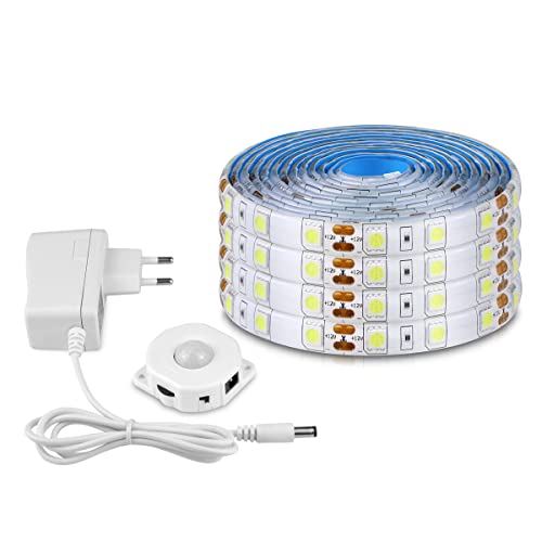 AIMENGTE LED Streifen mit Bewegungsmelder,Wasserdichte IP65 LED Leiste SMD5050 LED Strip Bänder Beleuchtung Perfekt für Küche, unter Schrank (Warmweiß, 5M) von AIMENGTE