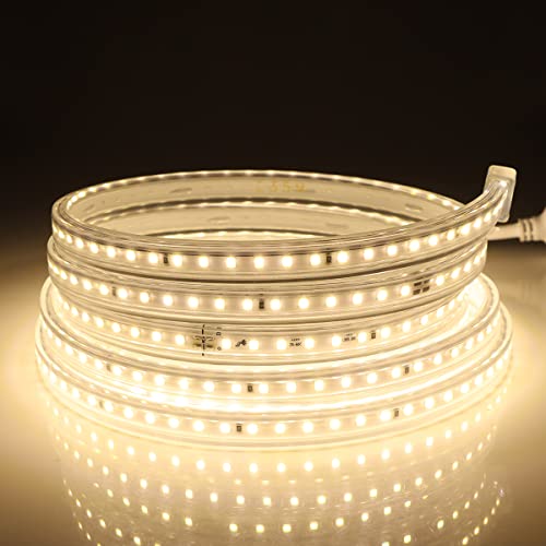 AIMENGTE LED Strip Streifen,AC220V wasserdicht 2835SMD 120leds / m Seil-Licht,IP65 Wasserdicht Flexibel LED Band mit Netzstecker für Küche Stairway Home Garten Party Deko (Warmweiß, 2 meter) von AIMENGTE