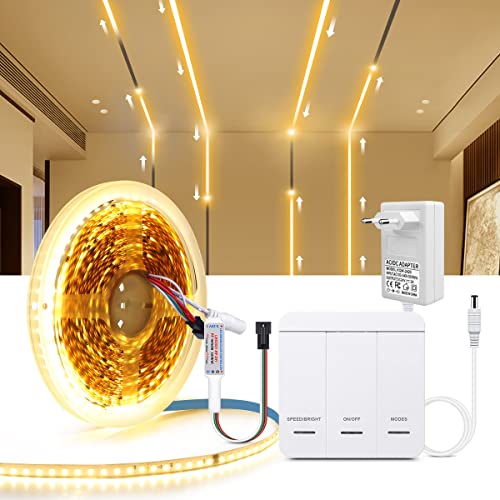 AIMENGTE Led Strip 10m,DC24V 120Led/m Led Streifen mit Touch panel Controller,WS2811 fließendes Wasser LED Lichtband für Raum nach Hause Deko (Warmes Weiß) von AIMENGTE