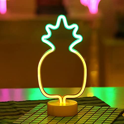 Ananas Nachtlicht, LED-Neonschilder mit Sockel, Neon-LED-Lichter, Neonlicht-Dekoration für Weihnachten, Geburtstag, Party, Wohnzimmer, Schlafzimmer, Tisch (Ananas) von AIMENGTE