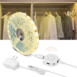 AIMENGTE LED Streifen mit Bewegungsmelder,Wasserdichte IP65 LED Leiste SMD5050 LED Strip Bänder Beleuchtung Perfekt für Küche, unter Schrank,Treppe (3M,Warm White) von AIMENGTE