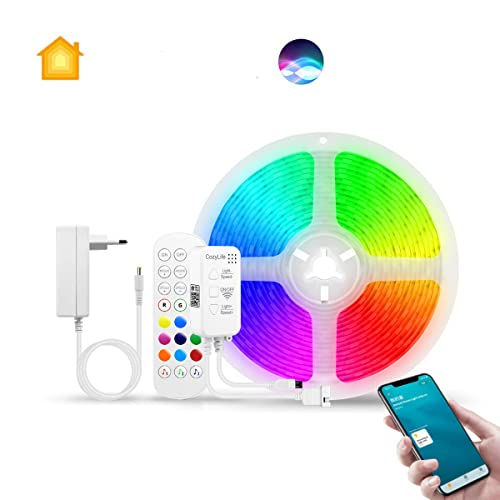 AIMENGTE Smart LED Streifen funktioniert mit Apple HomeKit, WIFI RGB LED Lichtband mit Musik synchronisieren, Flexibel DIY Strip Arbeiten mit Siri, Alexa und Google für Hause Dekoration von AIMENGTE