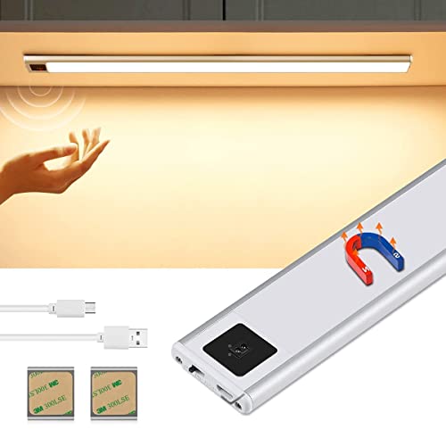 AIMENGTE Unterbauleuchte Küche,Handfegen Sensor Licht,unterbauleuchte berührungslos,Usb-Wireless-küchenlampe Led-Lichtleiste Für Schrank, Schrank Und Flur (20CM, Warmweiß) von AIMENGTE
