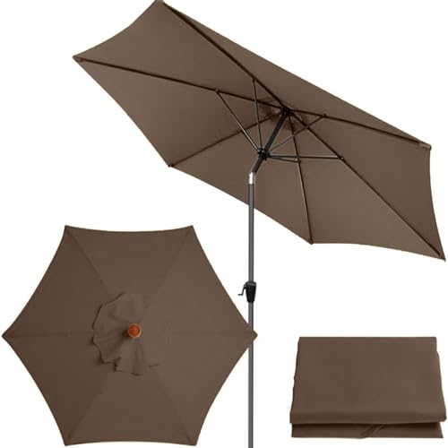 AIMENJOY 6 Rippen Sonnenschirm Ersatz Baldachin Abdeckung Outdoor Markt Tisch Schirm Schirm Baldachin Anti-Ultraviolett Regenschirm Ersatz Stoff, 2m/2,7m/3m (2.7M / 8.9Ft,Brown -1) von AIMENJOY