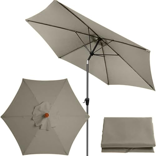 AIMENJOY 6 Rippen Sonnenschirm Ersatz Baldachin Abdeckung Outdoor Markt Tisch Schirm Schirm Baldachin Anti-Ultraviolett Regenschirm Ersatz Stoff, 2m/2,7m/3m (2.7M / 8.9Ft,Grey -2) von AIMENJOY
