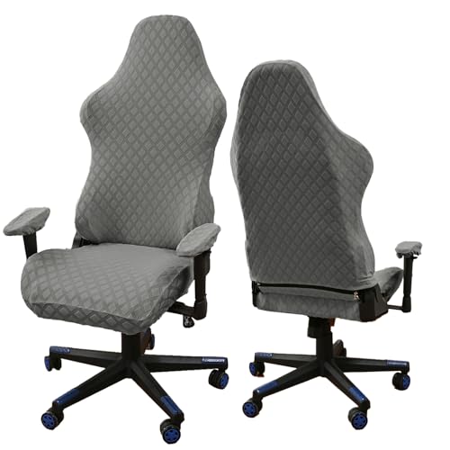 AIMENJOY Gaming Stuhl Bezug Gamingstuhl Bezüge 4 Stück, Gaming Stuhlhussen mit Armlehnen/Stuhlrücken Bezug/Bürostuhl Bezug, Dehnbare Abnehmbar für Computerstuhl Gamning-Stuhl (Light Grey) von AIMENJOY