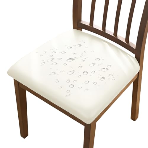 AIMENJOY PU Stuhlbezug 2er/4er/6er Set Stretch Leder Sitzbezüge Wasserdicht Sitzflächenbezug Abnehmbar Waschbar Esszimmerstuhl Hussen für Esszimmer Küche Hochzeit Garten Büro (Beige,2) von AIMENJOY