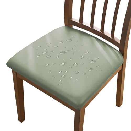 AIMENJOY PU Stuhlbezug 2er/4er/6er Set Stretch Leder Sitzbezüge Wasserdicht Sitzflächenbezug Abnehmbar Waschbar Esszimmerstuhl Hussen für Esszimmer Küche Hochzeit Garten Büro (Green,2) von AIMENJOY